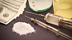 Money drugs cash syringe