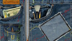 Money Pencils pocket denim clothing paint splatter paint brushes