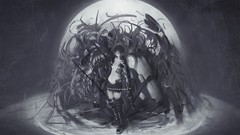 Monochrome anime girls pixiv