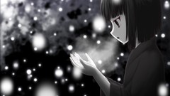 Monochrome anime girls short hair black hair black eyes