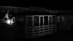 monochrome building night