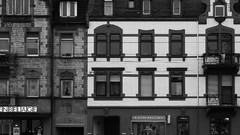 Monochrome buildings cities window panes Karlsruhe