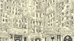 Monochrome drawings cityscapes artwork traditional art alien 