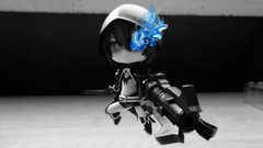 Monochrome figurines black rock shooter selective coloring 