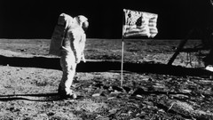 Monochrome grayscale Moon Landing