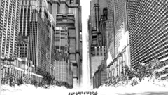 Monochrome greyscale cityscapes buildings