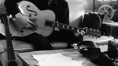 Monochrome guitarists musicians Johnny Cash