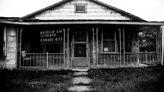 monochrome House grass old building numbers