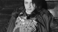 Monochrome Kristen Stewart stairways