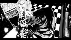 Monochrome long hair anime girls twintails