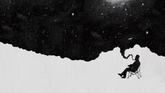 monochrome Men smoking artwork smoke