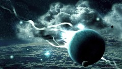 Monochrome outer space fantasy art