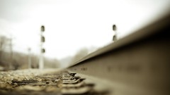 Monochrome railroad tracks