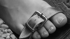 Monochrome sandals feet toes