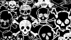 Monochrome skull and crossbones