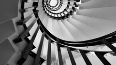 Monochrome spirals stairways Fibonacci golden ratio