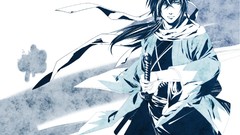 Monochrome Swords scarfs male long hair ponytails hakuouki 