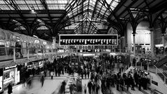 Monochrome train stations