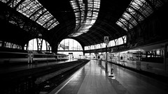 Monochrome train stations