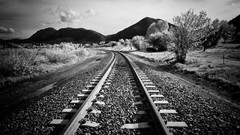 Monochrome walk railway