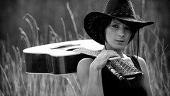 Monochrome woman guitars