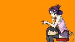 monogatari-series Simple Background Anime anime girls headphones