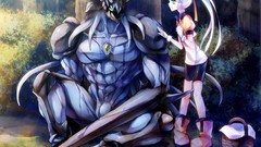 Monsters Anime white hair gloves long hair anime girls blue 