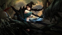 Monsters battles fantasy art female warriors