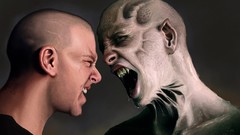 Monsters faces screaming digital art