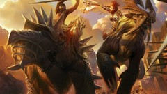 Monsters fight battles Axes