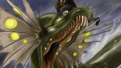 Monsters fight snakes Vikings