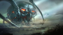 Monsters giant paintings Doom superman hall science fiction 