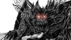 Monsters white hair red eyes suit Swords claymore artwork capes