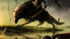 Monsters Wolves Swords world of warcraft artwork fantasy art