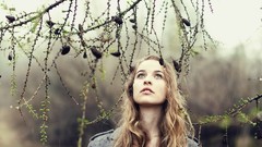 Moods nature rain branches woman blondes