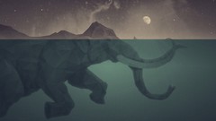 Moon abstract Boats Islands underwater elephants fantasy art 