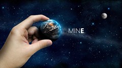 Moon abstract hands Earth mine outer space