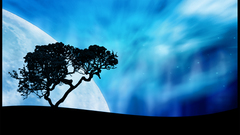 Moon abstract tree blue