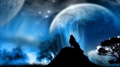 Moon abstract Wolves artwork