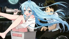 Moon Anime Bicycles anime girls blue eyes touwa erio denpa onna 