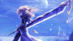 Moon Anime red eyes Swords long hair reina pixiv fantasia
