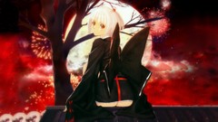 Moon ass dress white hair red eyes anime girls tony taka 