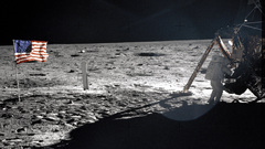 Moon astronauts Flags