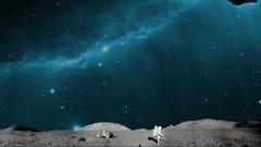 Moon astronauts outer space artwork