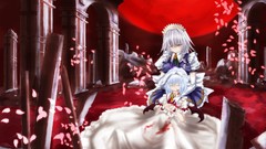 Moon blood Anime dress white hair anime girls remilia scarlet 