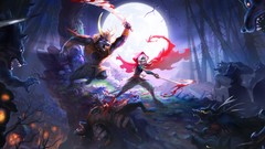 Moon blood fight samurai Wolves armor funny Swords artwork red 