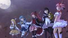 Moon blue hair pink hair long hair pink eyes boots blue eyes 