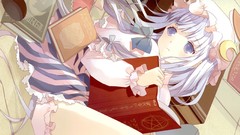 Moon Books hats sitting bows long hair witches touhou purple 