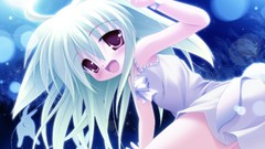 Moon dress blush blue hair long hair anime girls bare shoulders 