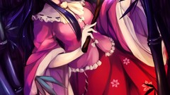 Moon dress red eyes long hair anime girls touhou purple hair 